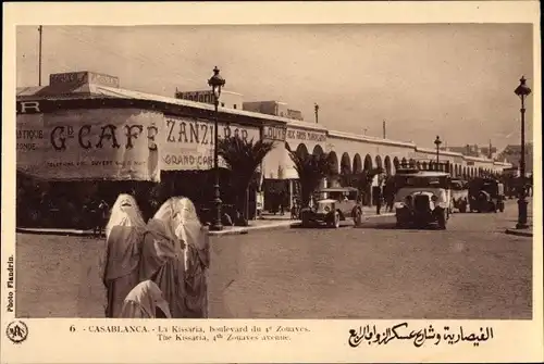 Ak Casablanca Marokko, Le Boulevard du 4e Zouaves, la Kissaria