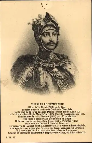 Ak Charles le Temeraire, Karl der Kühne, Portrait