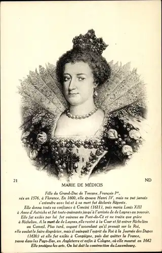 Ak Marie de Medicis, Königin von Frankreich