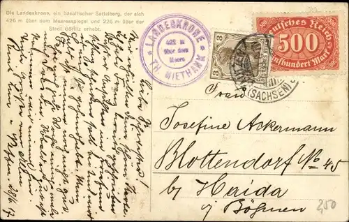 Ak Görlitz in der Lausitz, Landeskrone, Straßenbahn