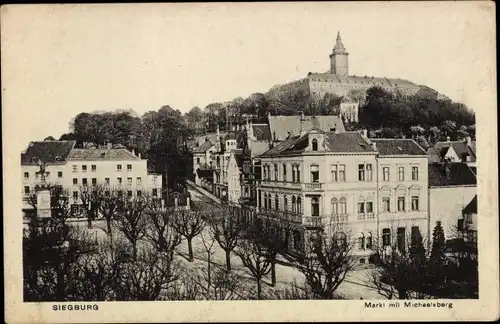 Ak Siegburg an der Sieg, Markt mit Michaelsberg