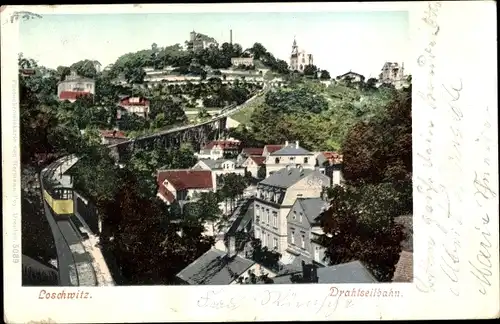 Ak Dresden Weißer Hirsch, Drahtseilbahn