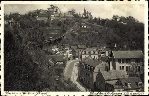 Ak Dresden Weißer Hirsch, Drahtseilbahn mit Luisenhof