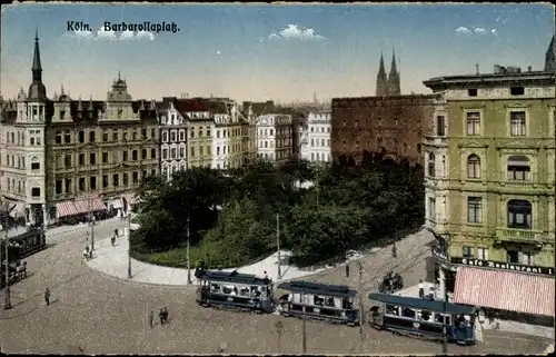 Ak Köln am Rhein, Barbarossaplatz, Straßenbahn