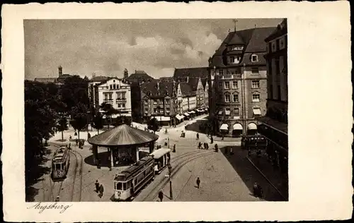 Ak Augsburg in Schwaben, Königsplatz mit Annastraße, Straßenbahn