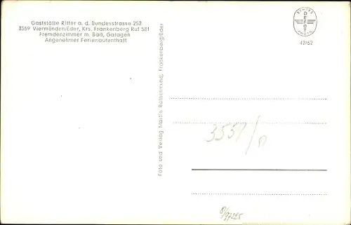 Ak Viermünden Frankenberg an der Eder, Gaststätte Ritter an der Bundesstraße 252