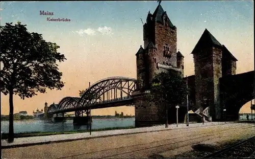 Ak Mainz am Rhein, Kaiserbrücke