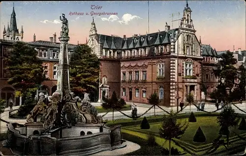 Ak Trier an der Mosel, Rathaus mit Georgsbrunnen