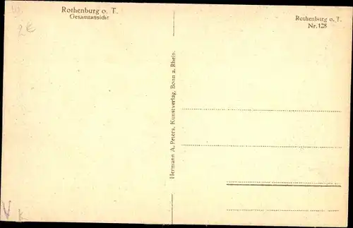 Ak Rothenburg ob der Tauber Mittelfranken, Gesamtansicht