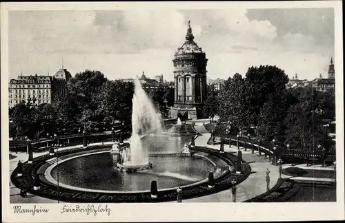 Ak Mannheim in Baden, Friedrichsplatz, Brunnen