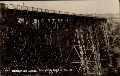 Ak Müngsten an der Wupper Wuppertal, Kaiser Wilhelm-Brücke