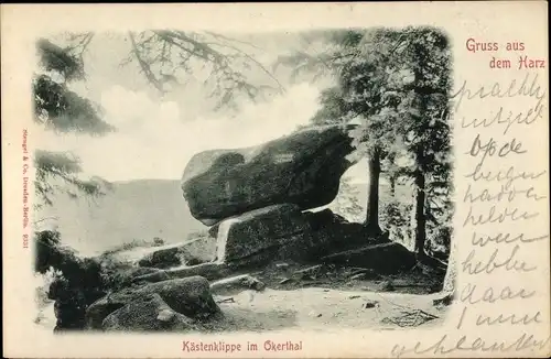 Ak Oker Goslar am Harz, Kästenklippe im Okertal