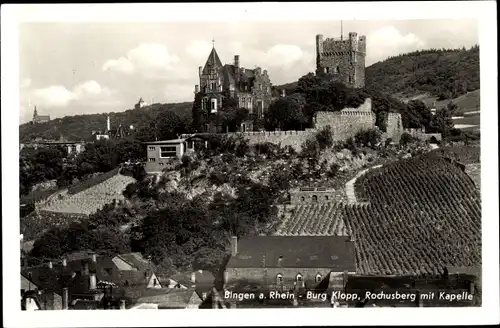 Ak Bingen am Rhein, Burg Klopp, Rochusberg mit Kapelle