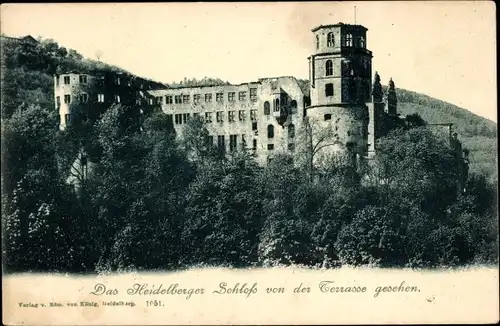 Ak Heidelberg am Neckar, Schloss von der Terrasse gesehen