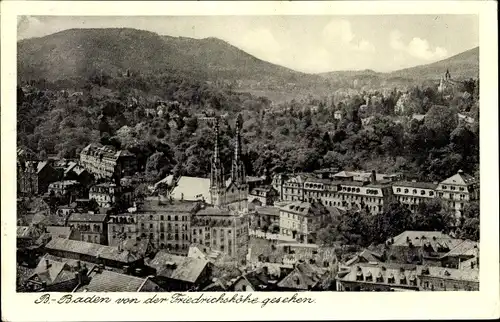 Ak Baden Baden am Schwarzwald, von der Friedrichshöhe gesehen