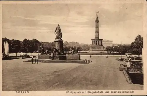 Ak Berlin Tiergarten, Siegessäule, Königsplatz, Bismarckdenkmal