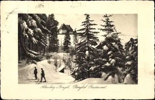 Ak Altenberg im Erzgebirge, Berghof Raupennest, Winter, Schnee