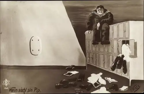 Künstler Ak Wietz, O., Hein söcht sin Pip, Seemann, Schrank