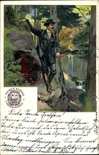 Litho Reklame, Remy's Stärke, Im Wald und auf der Heide, Jäger