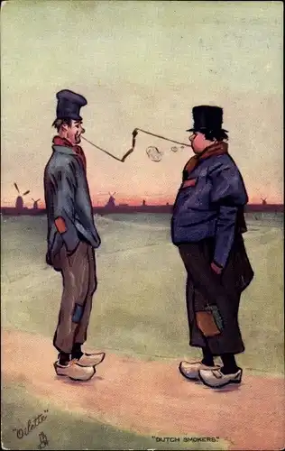 Künstler Ak Dutch smokers, niederländische Trachten