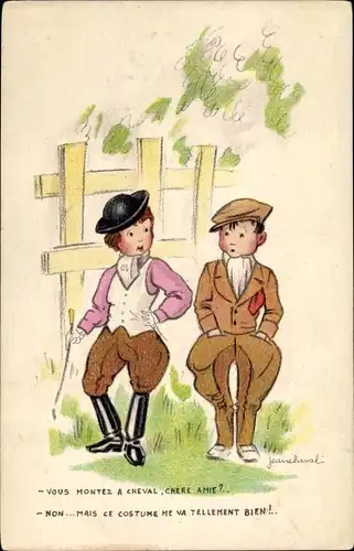Künstler Ak Cheval, Jean, Vous montez a cheval, chere amie