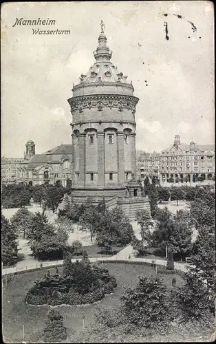 Ak Mannheim in Baden, Wasserturm