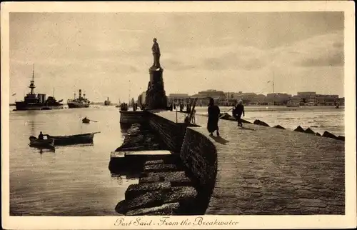 Ak Port Said Ägypten, from the Breakwater