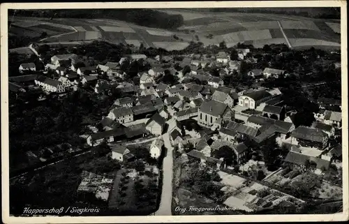 Ak Happerschoss Happerschoß Hennef an der Sieg, Fliegeraufnahme vom Ort