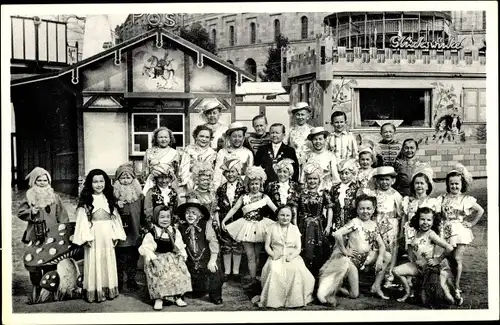 Ak C.H. Schäfers Zirkus Stadt Liliput, Liliputaner, München Solln, Memlingstraße 11