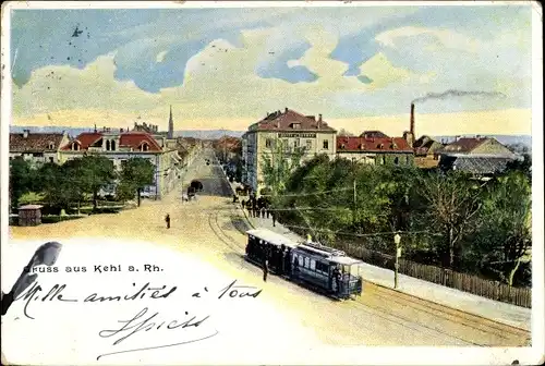 Ak Kehl am Rhein, Hotel, Tram