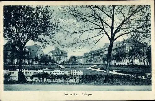 Ak Kehl am Rhein, Blick in die Anlagen der Stadt, Gebäude