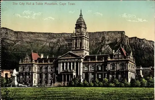 Ak Cape Town Kapstadt Südafrika, City Hall and Table Mountain