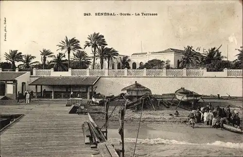 Ak Gorée Dakar Senegal, La Terrasse, Strandpartie