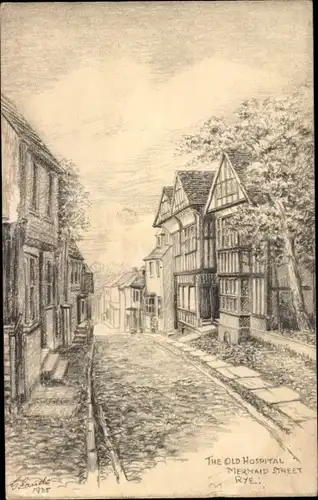 Künstler Ak Rye East Sussex England, The Old Hospital, Mermaid Street