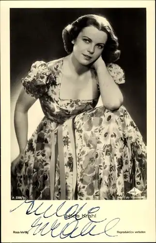 Ak Schauspielerin Hilde Krahl, Portrait, Autogramm