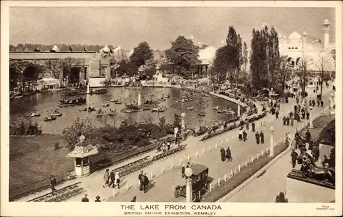 Ak Wembley Brent London City, British Empire Exhibition, Lake from Canada