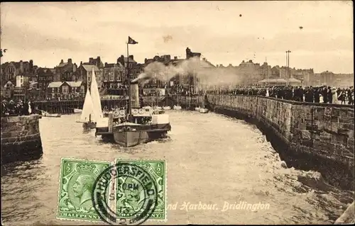 Ak Bridlington East Riding of Yorkshire, Harbour, Hafenpartie