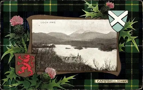 Passepartout Ak Schottland, Loch Awe, Wappen