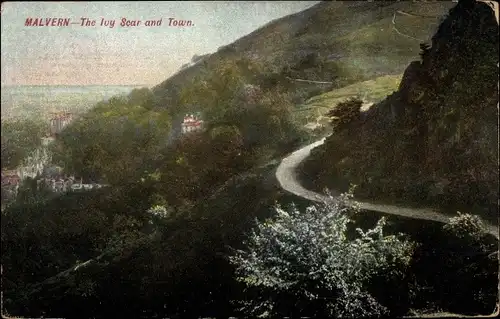 Ak Malvern Worcestershire England, The Ivy Scar and Town