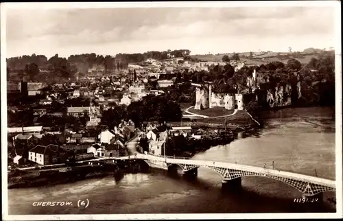 Ak Chepstow Wales, Panorama, Ort, Brücke