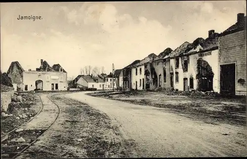 Ak Jamoigne Wallonien Luxemburg Belgien, Weltkrieg 1914/15, Ruinen, Kriegszerstörung 1. WK