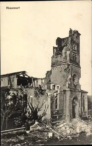 Ak Abaucourt Meurthe et Moselle, Kirche, Kriegszerstörung 1. WK