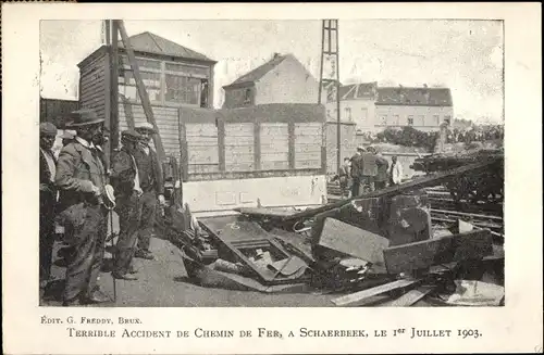 Ak Schaerbeek Schaarbeek Bruxelles Brüssel, Terrible Accident de Chemin de Fer, 1903