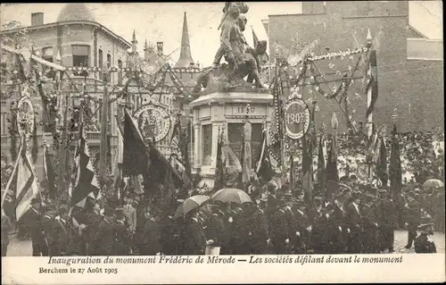 Ak Berchem Flandern Antwerpen, Inauguration du monument Frederic de Merode 1905