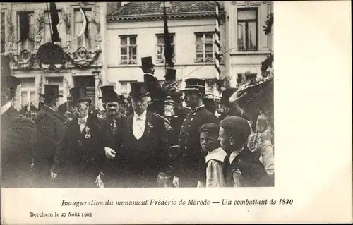 Ak Berchem Flandern Antwerpen, Inauguration du monument Frederic de Merode 1905, un combattant