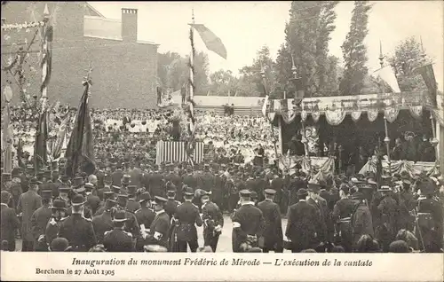 Ak Berchem Flandern Antwerpen, Inauguration du monument Frederic de Merode 1905