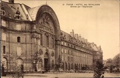 Ak Paris VII, Hôtel des Invalides, Entrée par l'Esplanade