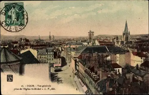 Ak Dijon Côte d’Or, Vue générale prise de l'Eglise St. Michel