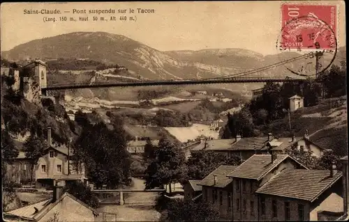 Ak Saint Claude Jura, Pont suspendu sur le Tacon