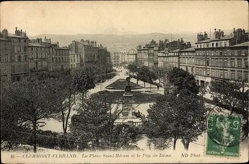 Ak Clermont Ferrand Puy de Dôme, La Place Saint Herem et le Puy de Dôme